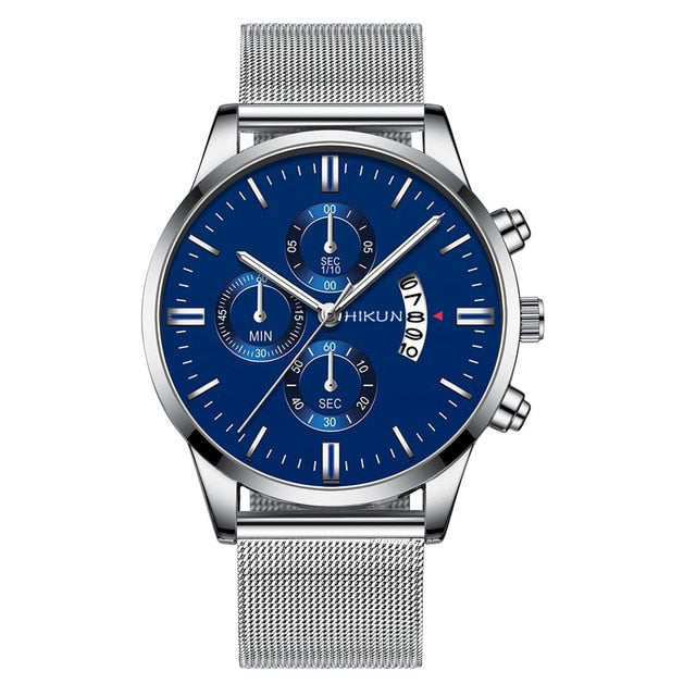 Montre Homme Classic blue Stainless Steel Mesh Belt Men Watch