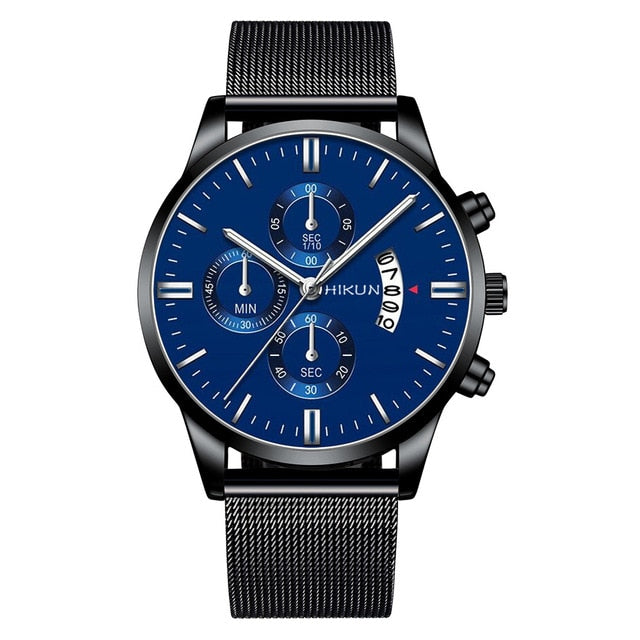 Montre Homme Classic blue Stainless Steel Mesh Belt Men Watch