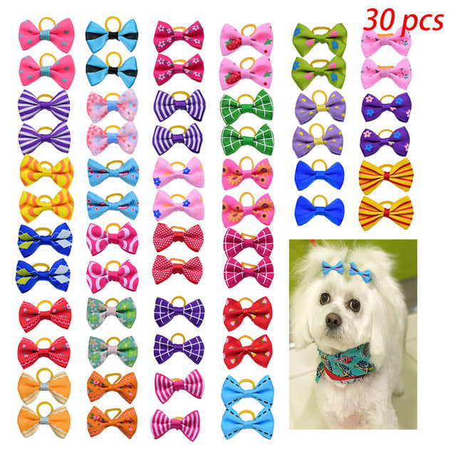 10/20/30pcs Dog Grooming Bows mix 30colours Cat dog Hair Bowser