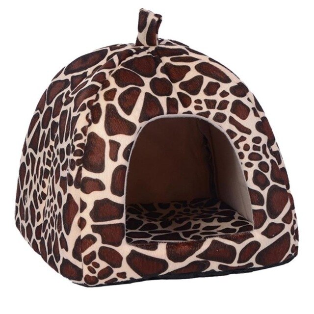 Soft Strawberry Leopard Pet Dog Cat house Bed