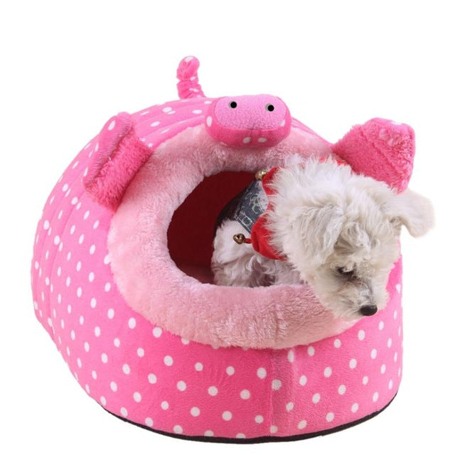 Soft Strawberry Leopard Pet Dog Cat house Bed