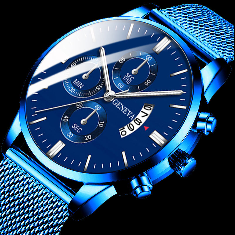 Montre Homme Classic blue Stainless Steel Mesh Belt Men Watch