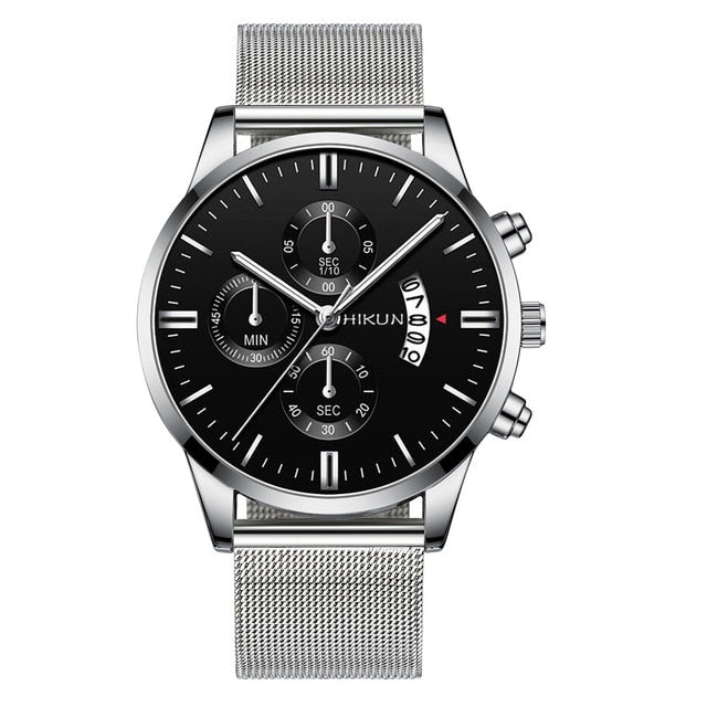 Montre Homme Classic blue Stainless Steel Mesh Belt Men Watch