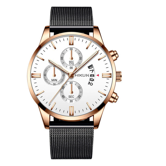 Montre Homme Classic blue Stainless Steel Mesh Belt Men Watch