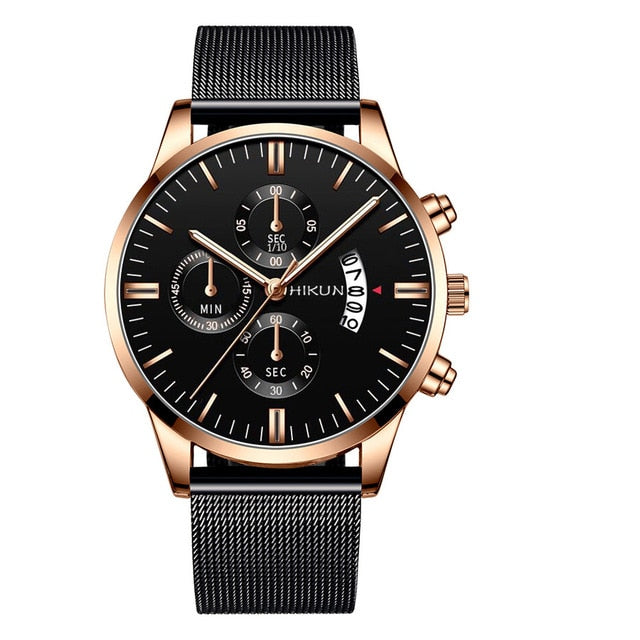 Montre Homme Classic blue Stainless Steel Mesh Belt Men Watch