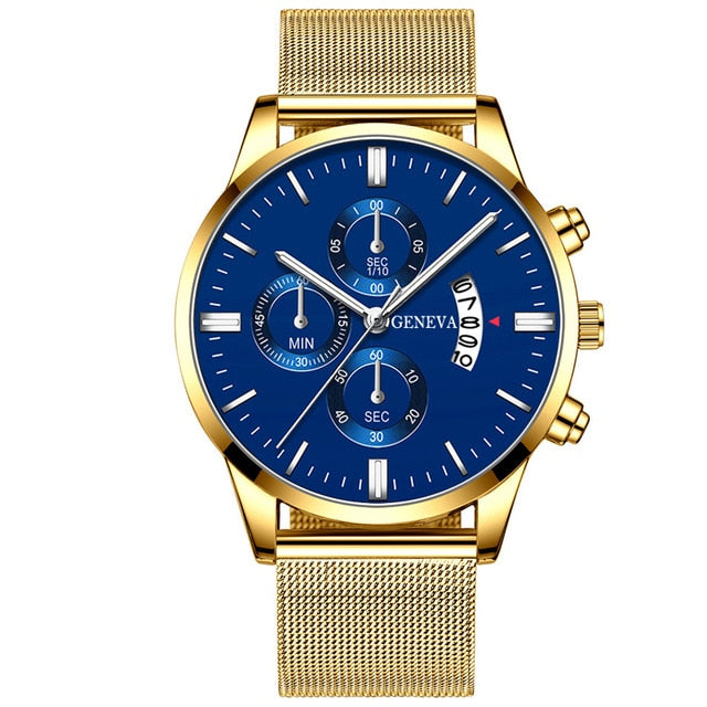 Montre Homme Classic blue Stainless Steel Mesh Belt Men Watch