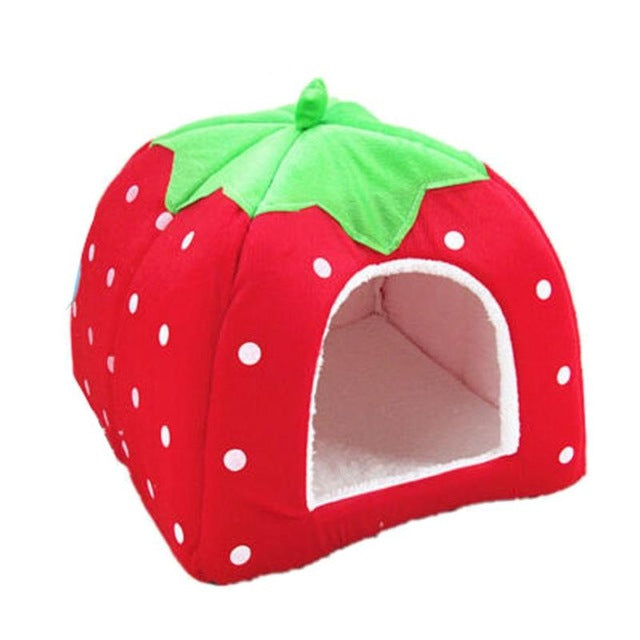 Soft Strawberry Leopard Pet Dog Cat house  Bed